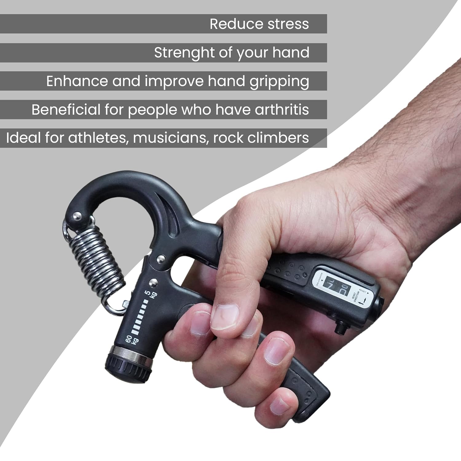 Premium Counter 10Kg To 60Kg Weight Adjustable Professional Counter Hand Gripper