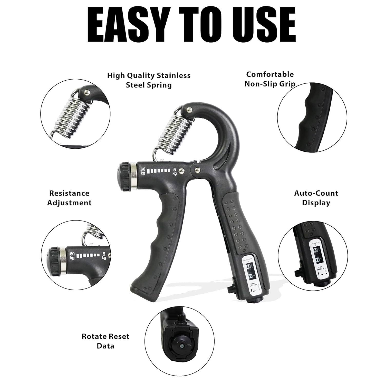 Premium Counter 10Kg To 60Kg Weight Adjustable Professional Counter Hand Gripper