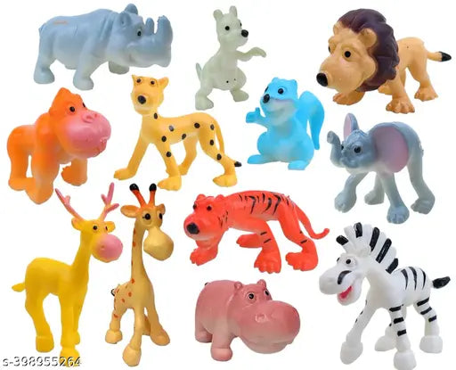 Funny Jungle Animals Toys Forest Animal (Pack of 12 Pcs)